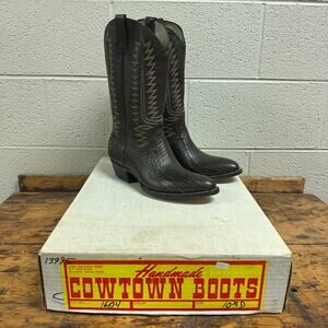 New Cowtown Boots Handmade Western Riding Boots‎ Mens Size 10.5D Brown Leather